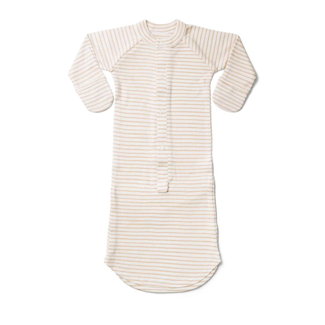 Goumi Kids Dune Stripe Bamboo Organic Gown Preemie + Newborn 8 Goumi Kids Dune Stripe Bamboo Organic Gown Preemie + Newborn