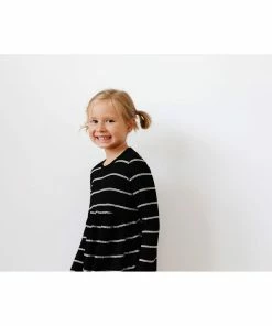 Lia + Lou Black + White Stripe Long Sleeve Dress