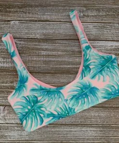 Raelo Swim Pink Palm + Blush Women's Swim Top