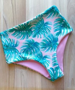 Raelo Swim Pink Palm + Blush Women's Swim Bottoms