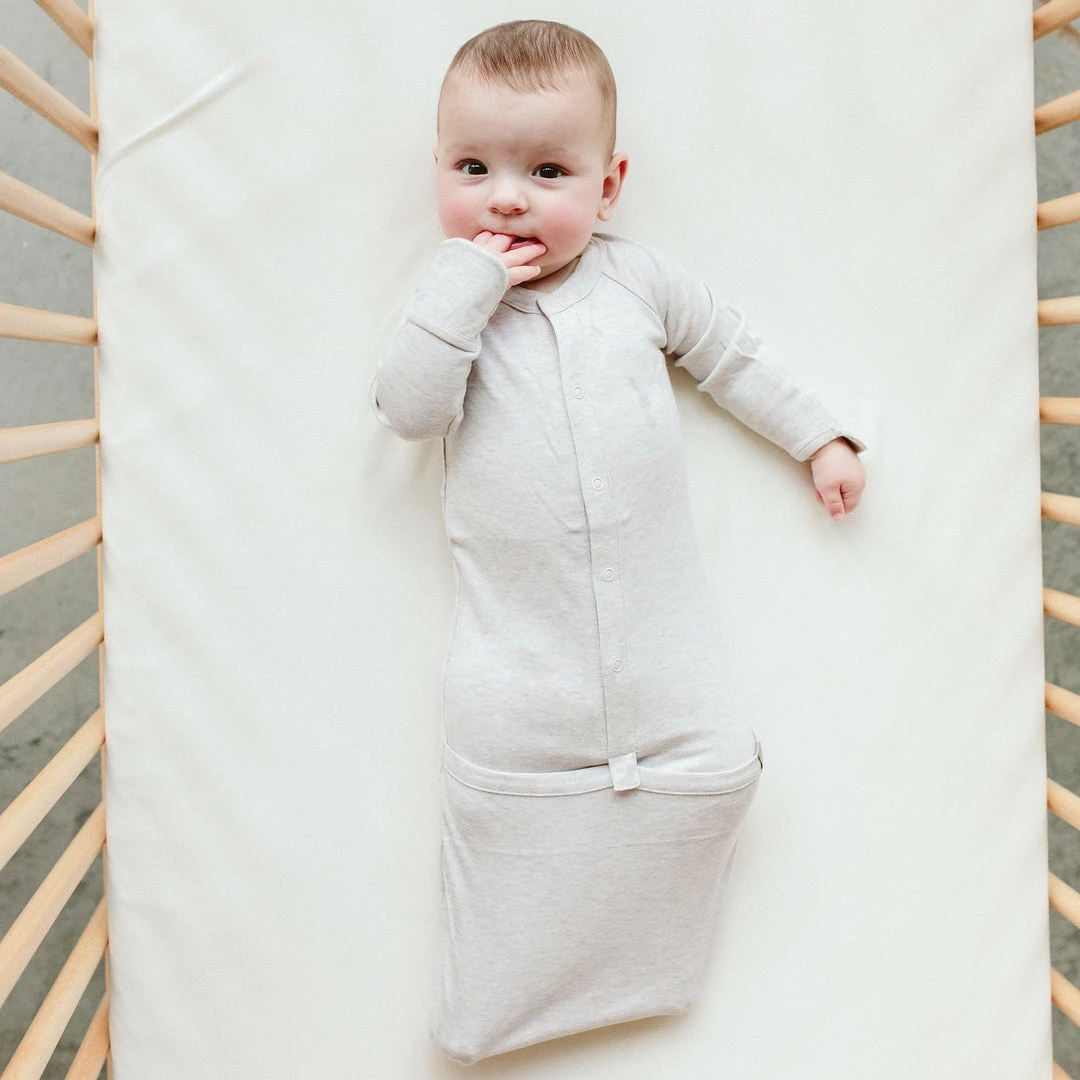 Goumi Kids Preemie + Newborn Storm Gray Bamboo Organic Gown 6 Goumi Kids Preemie + Newborn Storm Gray Bamboo Organic Gown
