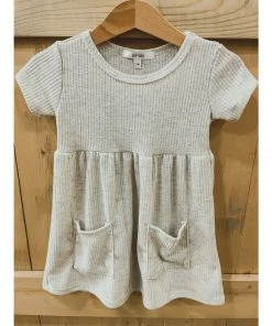 Lia + Lou Dresses Oatmeal Ribbed Pocket Dress