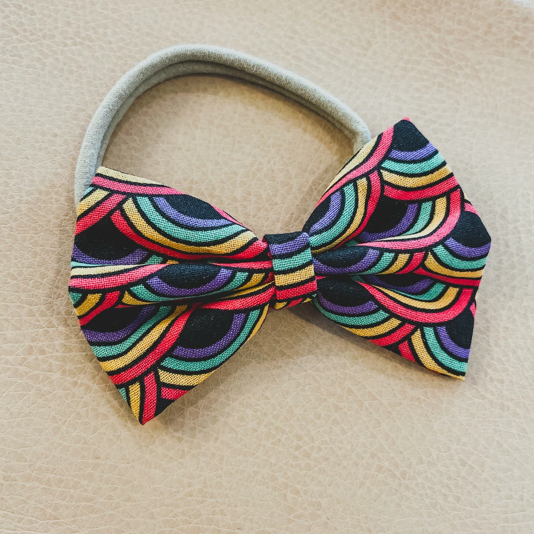 Bows For Show Neon Rainbow Hair Bow Headband Headwear 3 Bows For Show Neon Rainbow Hair Bow Headband Headwear