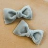 Bows For Show Headwear Gray Velvet Pigtail Hair Bow Clips