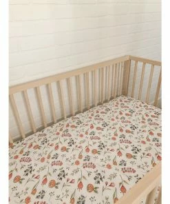 Joss + J Whimsical Dancing Blooms Muslin Crib Sheet