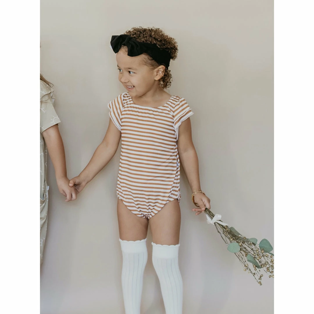 Joss + J Leotards Gold Stripes Bamboo Flutter Sleeve Leotard 5 Joss + J Leotards Gold Stripes Bamboo Flutter Sleeve Leotard