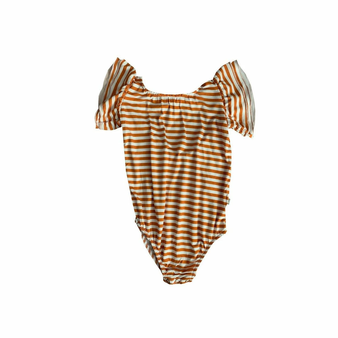 Joss + J Tangerine Stripes Bamboo Flutter Sleeve Leotard 4 Joss + J Tangerine Stripes Bamboo Flutter Sleeve Leotard