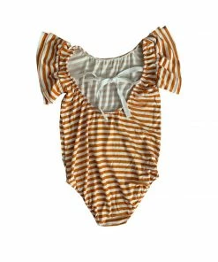 Joss + J Tangerine Stripes Bamboo Flutter Sleeve Leotard 7 Joss + J Tangerine Stripes Bamboo Flutter Sleeve Leotard