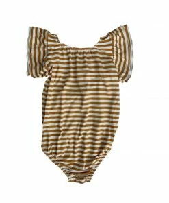 Joss + J Leotards Gold Stripes Bamboo Flutter Sleeve Leotard 15 Joss + J Leotards Gold Stripes Bamboo Flutter Sleeve Leotard