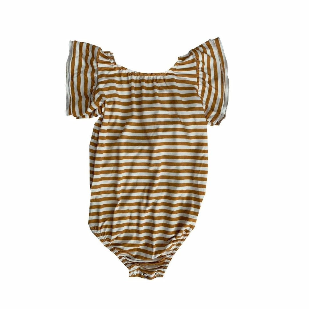 Joss + J Leotards Gold Stripes Bamboo Flutter Sleeve Leotard 8 Joss + J Leotards Gold Stripes Bamboo Flutter Sleeve Leotard