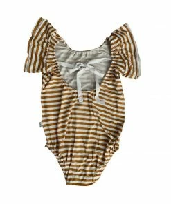 Joss + J Leotards Gold Stripes Bamboo Flutter Sleeve Leotard 16 Joss + J Leotards Gold Stripes Bamboo Flutter Sleeve Leotard