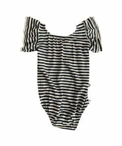 Joss + J Leotards Navy Stripes Bamboo Flutter Sleeve Leotard
