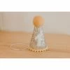 Cutest Little Party Party Time # 1 Silver Glitter + Mustard Pom Trim + White Glitter Party Hat