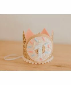 Cutest Little Party Party Time # 1 Gold Glitter + Donut + White Glitter Crown