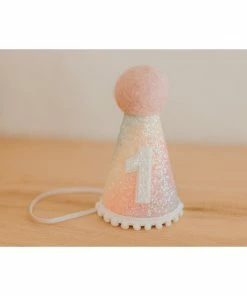 Cutest Little Party Party Hats # 1 Baby Pink Glitter + Pastel Rainbow + White Glitter Party Hat