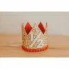 Cutest Little Party Party Time # 1/2 Gold Glitter + Red Pom Trim + White Glitter Crown
