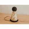 Cutest Little Party # 1/2 Gold Glitter + Black Pom Trim + White Glitter Party Hat