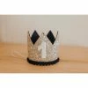 Cutest Little Party # 1 Silver Glitter + Navy Pom Trim + White Glitter Crown
