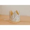Cutest Little Party # 1/2 Silver Glitter + Mustard Pom Trim + White Glitter Crown Party Time
