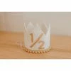 Cutest Little Party Party Time # 1/2 White Glitter + Toast Pom Trim/white Lining + Toast Felt Crown