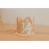 Cutest Little Party Party Time # 1/2 Gold Glitter + Blush Pom Trim + White Glitter Crown