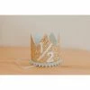 Cutest Little Party Party Time # 1/2 Gold Glitter + Baby Blue Pom Trim + White Glitter Crown