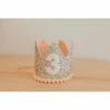 Cutest Little Party # 3 Silver Glitter + Blush Pom Trim + White Glitter Crown Party Time