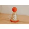 Cutest Little Party # 3 Gold Glitter + Red Pom Trim + White Glitter Party Hat Party Time