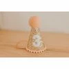 Cutest Little Party # 3 Gold Glitter + Blush Pom Trim + White Glitter Party Hat Party Time