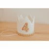 Cutest Little Party Party Time # 4 White Glitter + Toast Pom Trim/white Lining + Rose Gold/toast Felt Crown