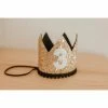 Cutest Little Party # 3 Gold Glitter + Black Pom Trim + White Glitter Crown