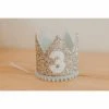 Cutest Little Party # 3 Silver Glitter + Baby Blue Pom Trim + White Glitter Crown Party Time