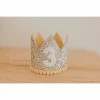 Cutest Little Party # 3 Silver Glitter + Mustard Pom Trim + White Glitter Crown Crowns