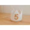Cutest Little Party Party Time # 5 White Glitter + Toast Pom Trim/white Lining + Rose Gold/toast Felt Crown