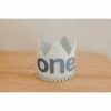 Cutest Little Party Crowns | One | White Glitter + Baby Blue Pom Trim + Pool Felt Crown