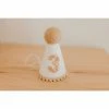 Cutest Little Party # 3 White Glitter + Toast Pom Trim/white Lining + Toast Felt Party Hat