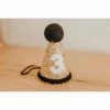 Cutest Little Party Party Time # 3 Gold Glitter + Black Pom Trim + White Glitter Party Hat