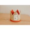 Cutest Little Party Crowns # 5 Gold Glitter + Red Pom Trim + White Glitter Crown