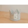 Cutest Little Party Party Time # 5 Silver Glitter + Baby Blue Pom Trim + White Glitter Crown
