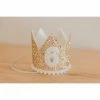 Cutest Little Party # 6 Gold Glitter + White Pom Trim + White Glitter Crown
