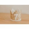 Cutest Little Party # 7 Gold Glitter + White Pom Trim + White Glitter Crown Party Time