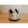 Cutest Little Party # 3 Silver Glitter + Navy Pom Trim + White Glitter Crown Party Time