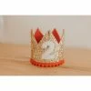Cutest Little Party # 2 Gold Glitter + Red Pom Trim + White Glitter Crown