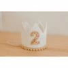 Cutest Little Party Party Time # 2 White Glitter + Toast Pom Trim/white Lining + Rose Gold/toast Felt Crown