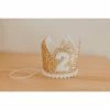 Cutest Little Party # 2 Gold Glitter + White Pom Trim + White Glitter Crown Party Time