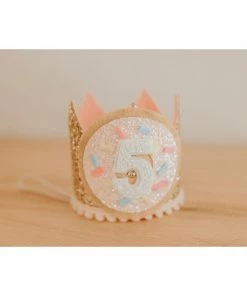 Cutest Little Party Party Time # 5 Gold Glitter + Donut + White Glitter Crown