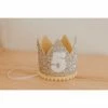 Cutest Little Party # 5 Silver Glitter + Mustard Pom Trim + White Glitter Crown Party Time