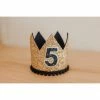 Cutest Little Party # 5 Gold Glitter + Black Pom Trim + Black Glitter Crown