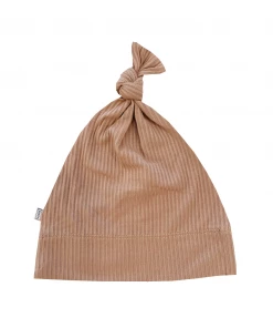 Joss + J Tan Ribbed Bamboo Knotted Infant Beanie Headwear