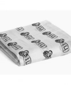 Modern Burlap Peonies Love Grows Muslin Swaddle